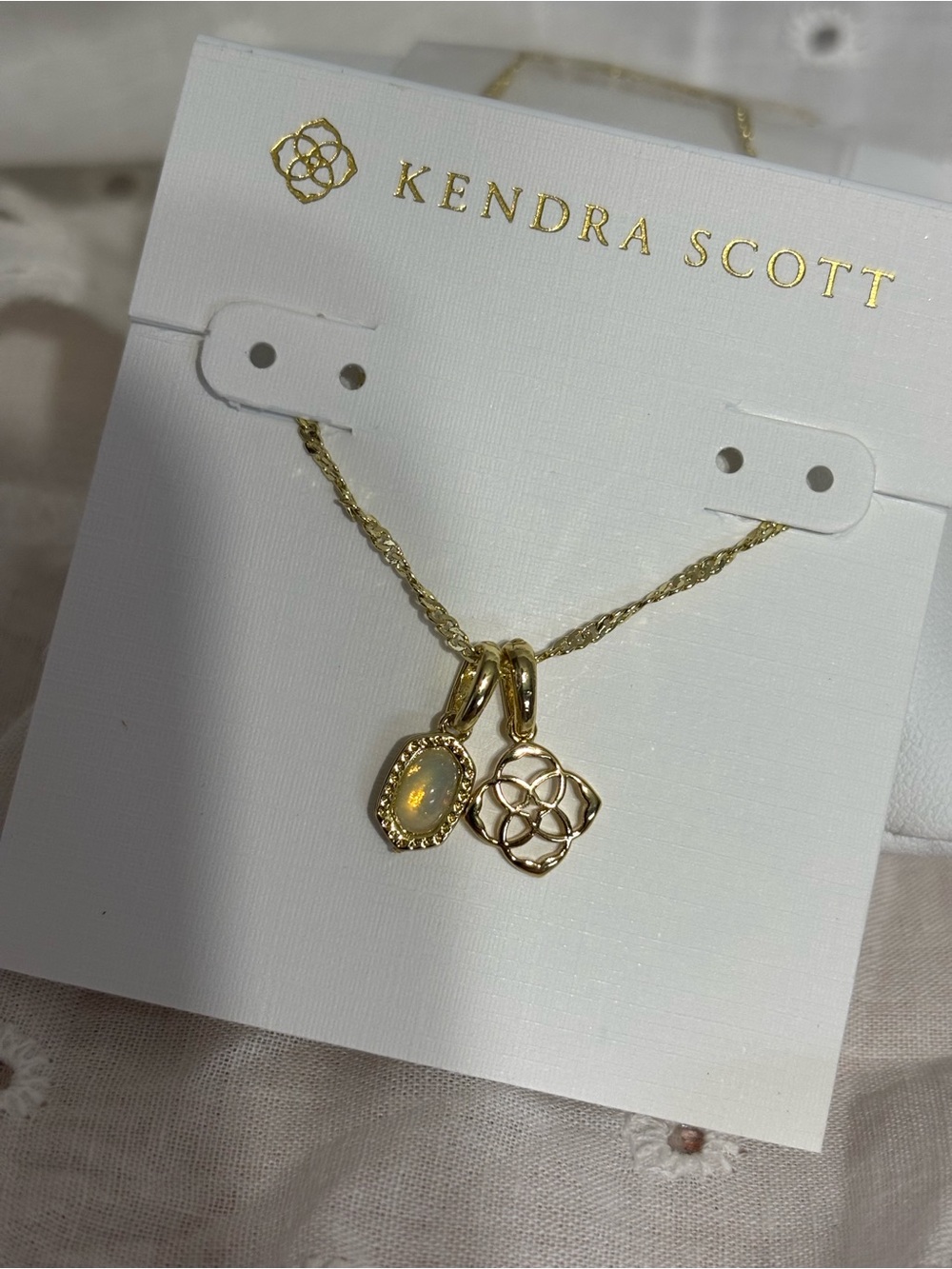 Kendra Scott Mini Elisa & Dira Gold Necklace Gold-Tone Pendant Necklace NWT